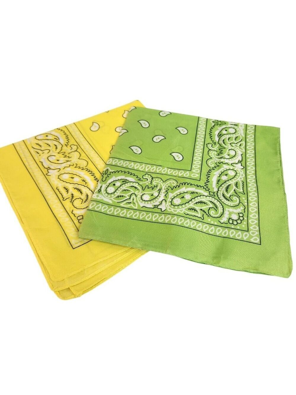 Bright Yellow and Green Colorful Bandanas 21x21 Inch Square Western Style